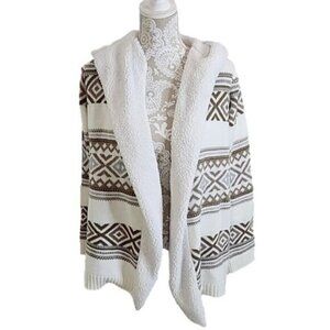 Almost Famous Cardigan Sweater Southwestern Collar Open Hoodie Women's Large